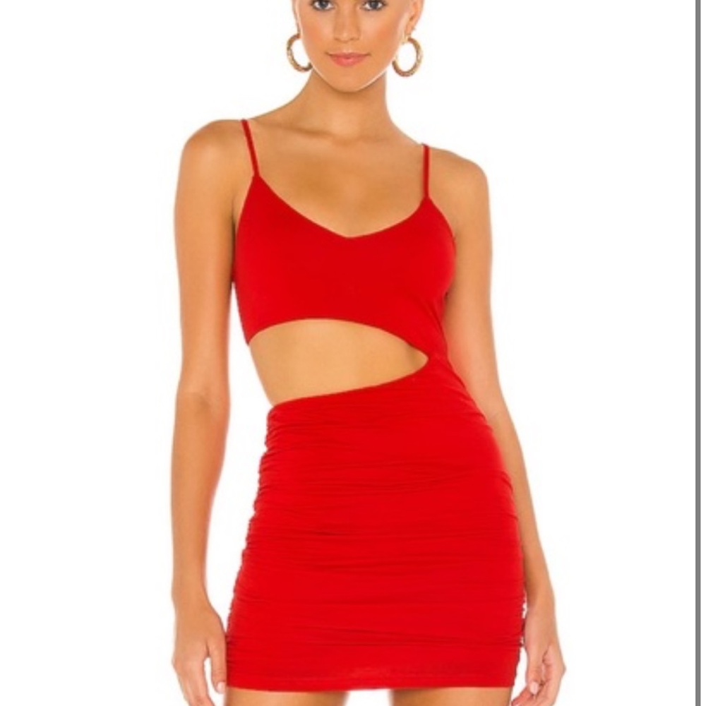 Superdown Darcy Ruched Mini Dress in Cherry Red